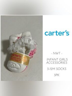 🆕CARTER’S - 3/12M - NWT - 3PK - INFANT GIRLS FRILLY SOCKS